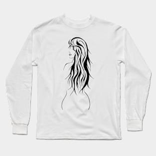 Beautiful woman with long hair Long Sleeve T-Shirt